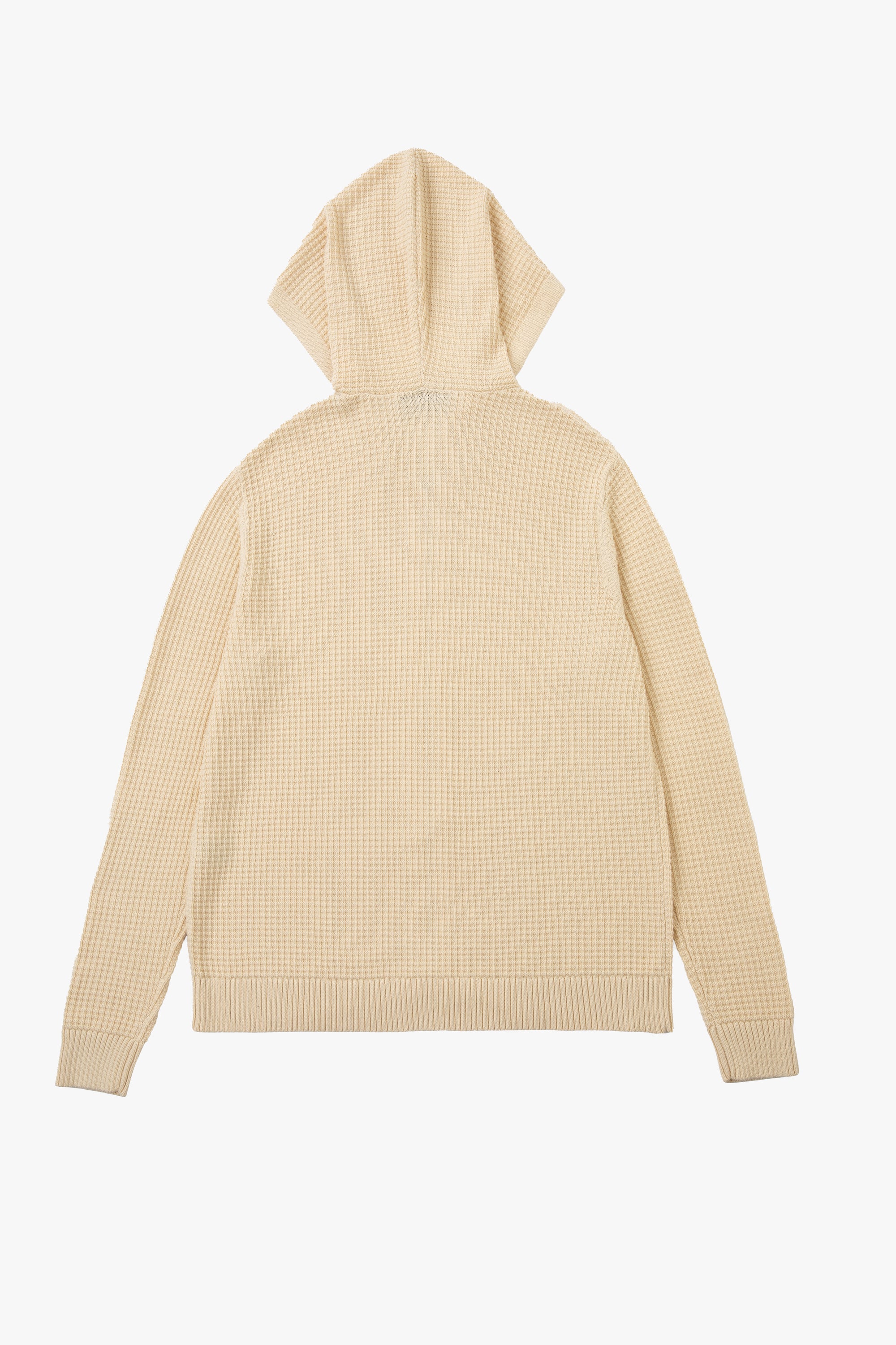 Waffle Knit Zip-Up Hoodie - Brown