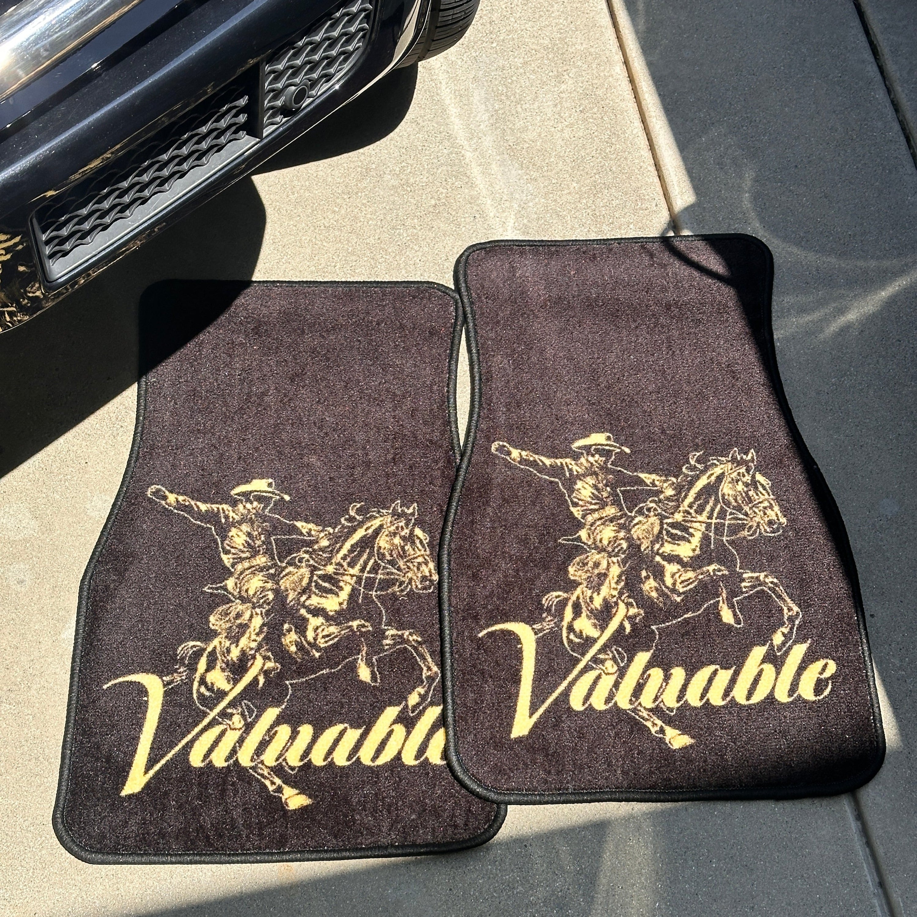 Cowboy Car Mat Set - Black and Yellow